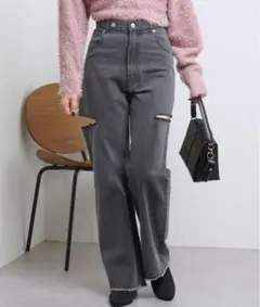 Chico サイドスリットダメージデニム