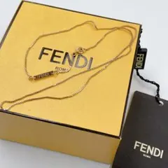 【美品】保証書付き FENDI フェンディ ネックレス ロゴプレート刻印 GD