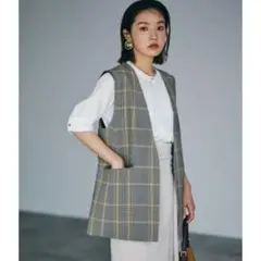 【美品】VIS グレー チェック柄 ベスト ジレ マニッシュスタイル