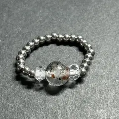 BR592 天然石 ビーズリング オージャイト ガーネットインクォーツ