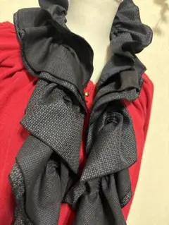 着物リメイク　ダブルフリルストール　大島紬　クルクルショール　寒さ対策　OS7