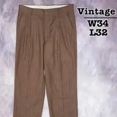 90s　USA古着　スラックス　2タック　ブラウン　ストライプ　W34 L32