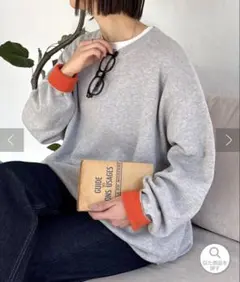 【洗えるニット】ユニセックス/袖配色/ビックシルエットロン Teeライクニット