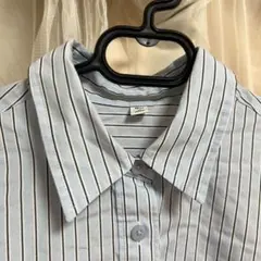 GU 水色 ストライプ 長袖シャツ 胸ポケット付き