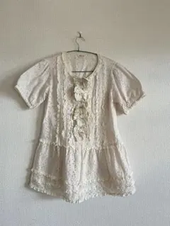 PINKHOUSE【美品】アイボリー フリル付き 半袖ブラウス