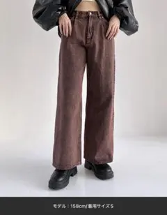 ハイウエストデニムワイドパンツ