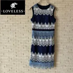 【美品】LOVELESS ラブレス　レースワンピース 34 S ネイビー　上品のサムネイル