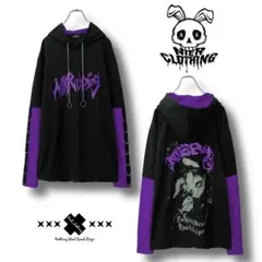 NieR Clothing 長袖 パーカー ブラック パープルのサムネイル