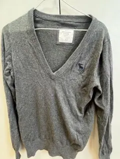 【Abercrombie & Fitch】Vネックニット グレー Mサイズのサムネイル