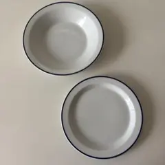 ホワイト ネイビー ボウル 陶器　2枚セットのサムネイル