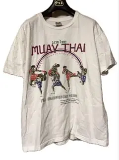 タイ製 ムエタイ プリントTシャツ L 格闘技 グラフィックT 白のサムネイル