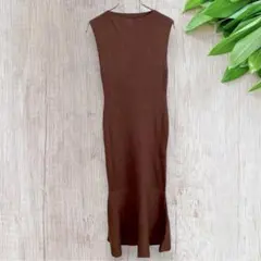 GRL ニットワンピース M ノースリーブ リブ ロング丈 マーメイド