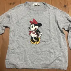 ミニーマウス刺繍グレーセーター