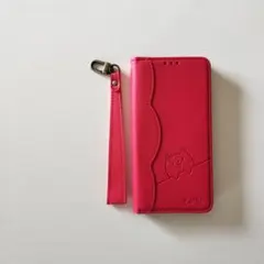 AQUOS Sense7 Kedic 手帳型スマホケース レッド 猫 ストラップのサムネイル