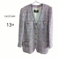 ☆Leilian レリアン ツイード　ジャケット XL モヘヤ混 大きいサイズ