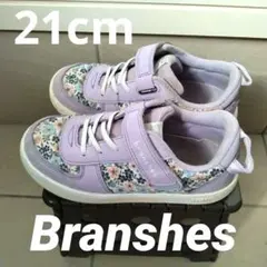 【記名無し】可愛い♡　スニーカー　21cm　ブランシェス　花柄　パープル　女の子のサムネイル