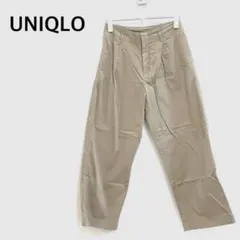 【ユニクロ】コットン使用 ワイドパンツ ベージュ レディース Mサイズ