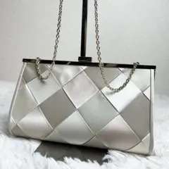 AIMER クラッチバッグ チェーン付き パーティーバッグ シルバー ゴールド