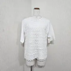 Angel Trumpet　ホワイトレースカットソー 半袖（M）フェミニン