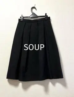 【SOUP】夏でも軽やか♡シワになりにくい素材のタックフレアスカート ブラックMのサムネイル