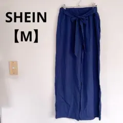 シーイン ネイビー ワイドパンツ ウエストリボン付き Mサイズ カジュアル 古着