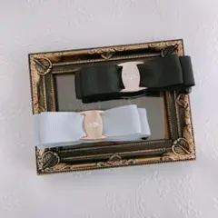 【バックル付リボンクリップ】ヘアアクセ　ハンドメイド　まとめ髪