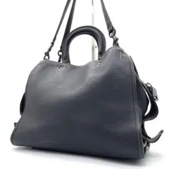 【美品】コーチ　ローグ　2way バッグ　ガンメタ　レザー　ブラック