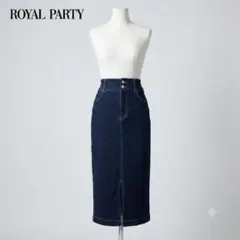 美品 ROYAL PARTY ロイヤルパーティー デニムタイトスカート 濃紺のサムネイル