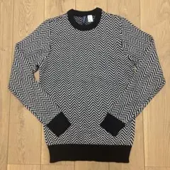 ヘリンボーンパターン長袖ニットセーター H&M メンズ XS 美品