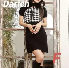 ☆Darich ダーリッチ チェックリボンニットミニワンピース☆ブラック F