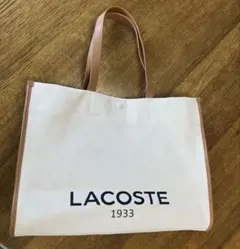 売り切りLACOSTE・ヘリテージキャンバス テニススタイルトートバッグ
