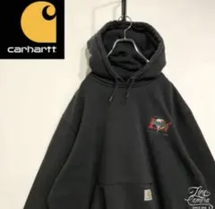 超人気❗️カーハート　ワンポイントロゴパーカー　XL 90s刺繍古着希少レア長袖