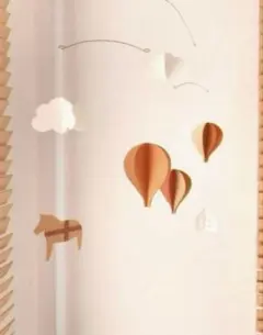 モビール　ウッディカラー　〝気球✖️雲✖️家✖️ダーラヘスト” ハンドメイド