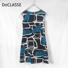 【シルク混】DoCLASSE 幾何学柄 ノースリーブワンピース インナー付き Ｍのサムネイル