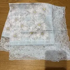 HANAE MORI 大判レース花柄ハンカチ　未使用品