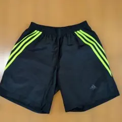 adidas ショーツ S/M ブラック/ネオンイエロー小銭入れポケット付