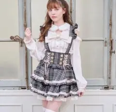 lizlisa はしごリボンチェックティアードスカパン