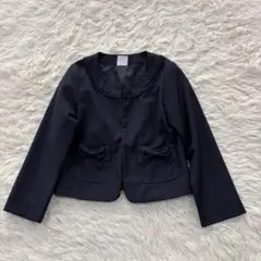 axes femme kids ノーカラージャケット 120 ネイビー リボン