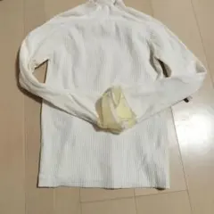 ホワイトリブ編み長袖ニット XL