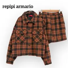 レピピアルマリオ Y2Kチェック セットアップ M オレンジ ショートパンツ
