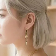 【ボックスチェーンビジュー ロングピアス】 フックorスタッド イヤリング変更可