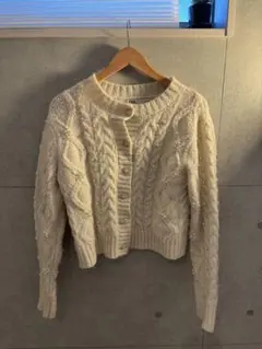 ZARA アイボリー ケーブル編みカーディガン S
