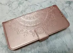 手帳型 サムスン Galaxy A35 用 スマホケース マンダラ ピンクローズ