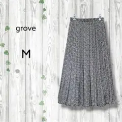 グローブ　grove　総柄プリーツスカート　ウエストゴム　サラサラ　黒　ベージュのサムネイル