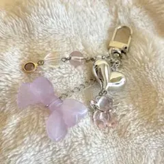 ビーズチャーム キーホルダー Y2Kピンク×くま
