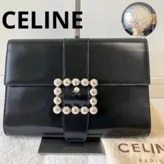 ★希少・美品★セリーヌ　クラッチバッグ　スターボールバックル　レザー　黒