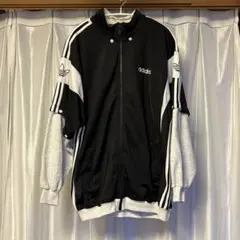 adidas 袖トレフォイル刺繍バック3ライン半袖ジャージ