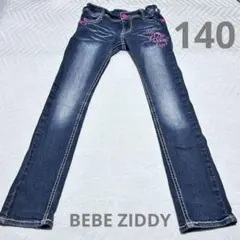 ★BEBE ZIDDY キッズ デニムパンツ 140cm ピンク刺繍 平成ギャルのサムネイル