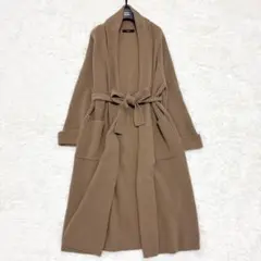 マックスマーラ　ベルデッドニットコート　リブ編み　ヴァージンウール　ブラウン　L