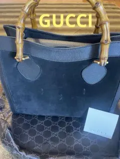GUCCI グッチ オールドグッチ ハンドバッグ バンブー ダイアナ スウェード